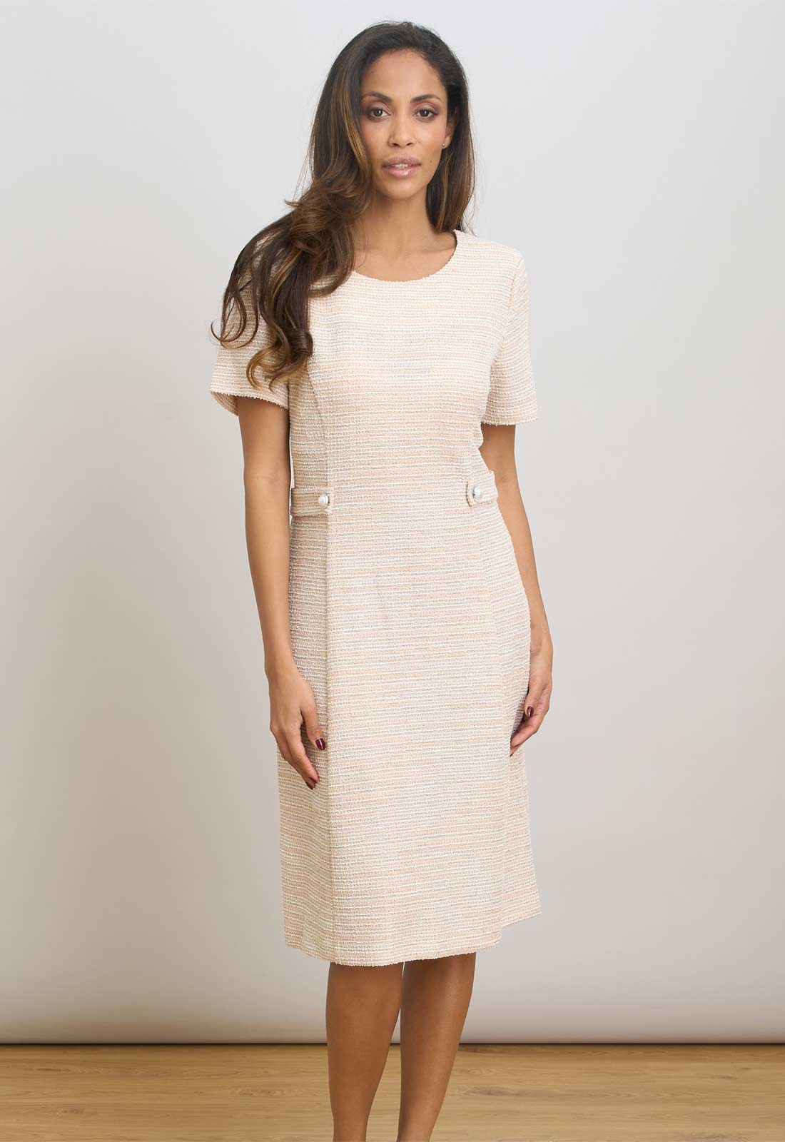 Gina Bacconi PINK Nara Boucle A Line Dress