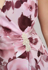 Gina Bacconi ROSE Perla Stretch Floral Diamante Trim Maxi Dress