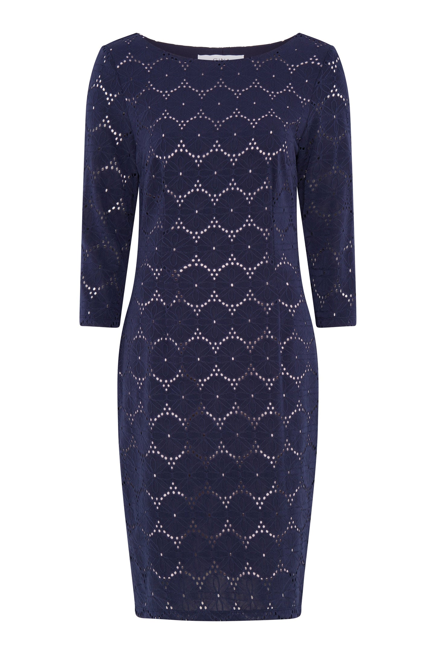 Gina Bacconi NAVY Mirabella Three-Quarter Sleeve Dress