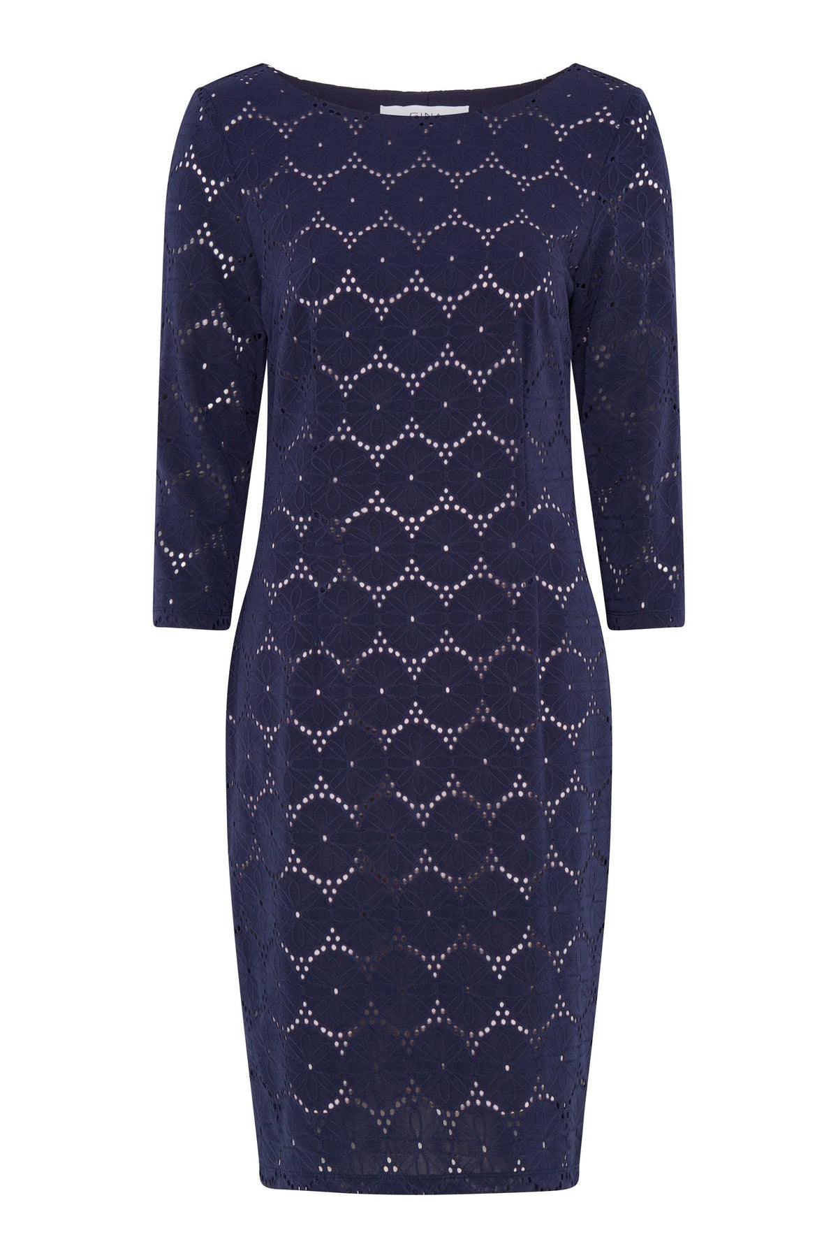 Gina Bacconi NAVY Mirabella Three-Quarter Sleeve Dress