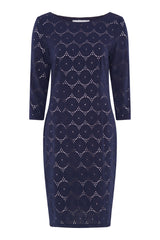 Gina Bacconi NAVY Mirabella Three-Quarter Sleeve Dress