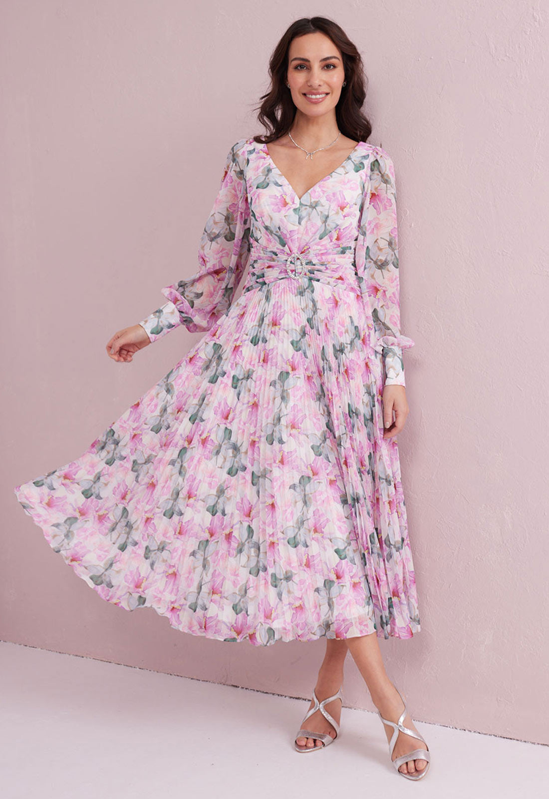 Samantha Jane Pink Serene Floral Print Dress
