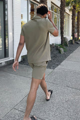 RIBBED ELASTIC WAIST SHORT