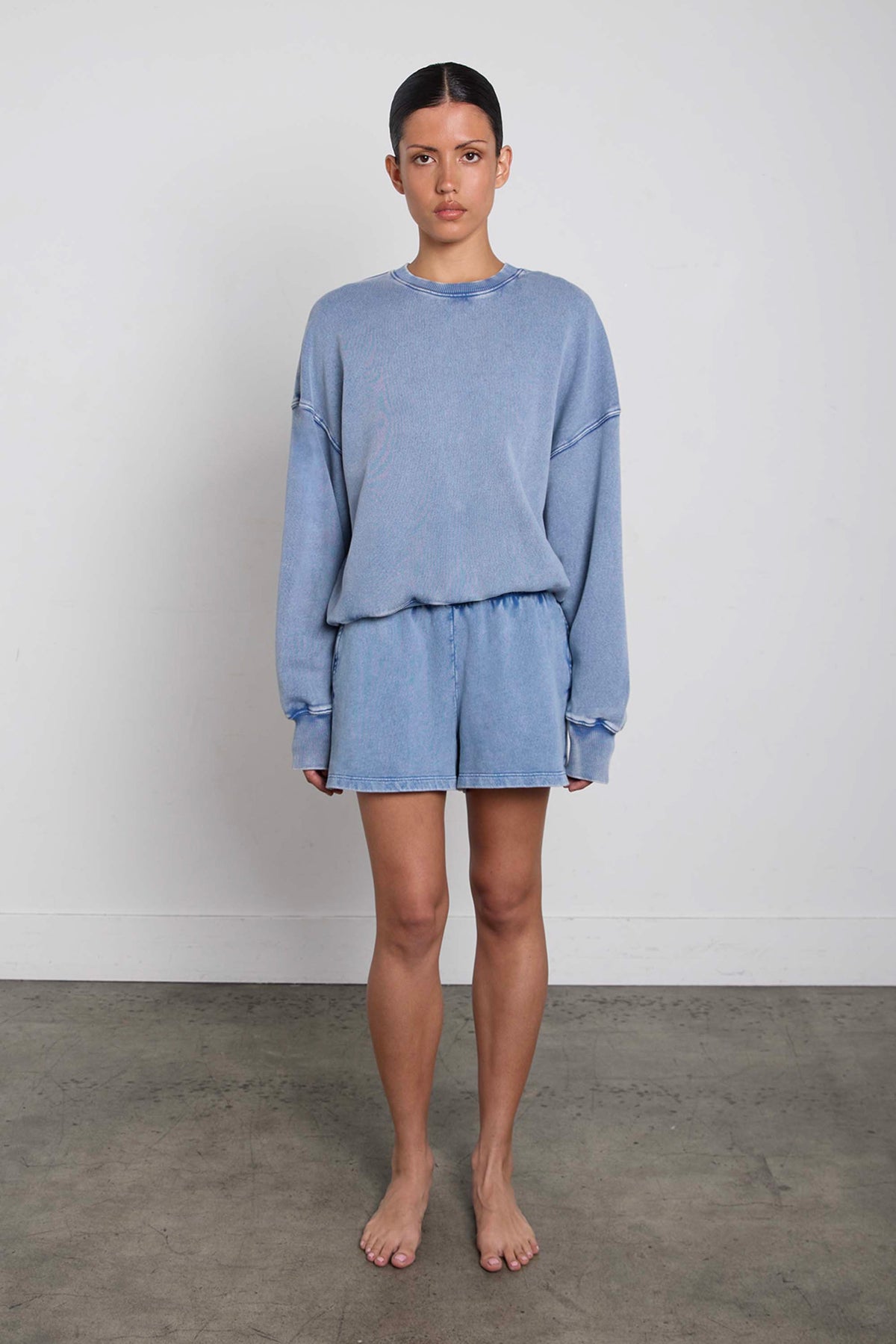 GARMENT DYED COTTON ELASTIC WAIST SHORT