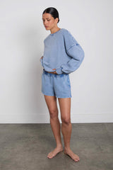 GARMENT DYED COTTON ELASTIC WAIST SHORT