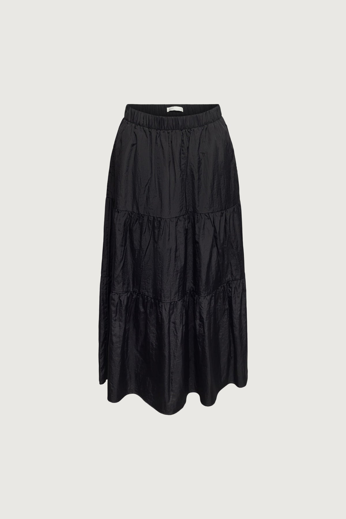TIERED NYLON MIDI SKIRT