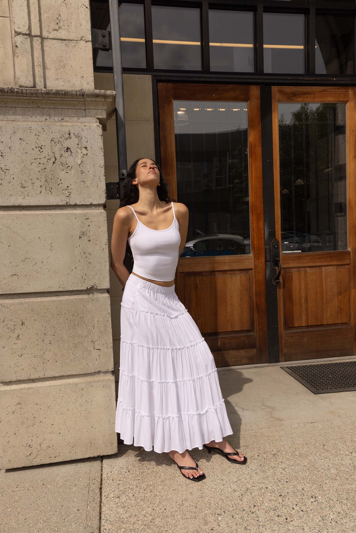 TIERED MIDI SKIRT