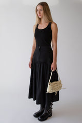NYLON PLEATED MIDI SKIRT