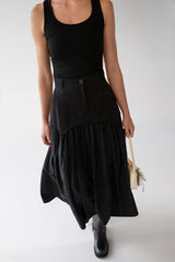 NYLON PLEATED MIDI SKIRT