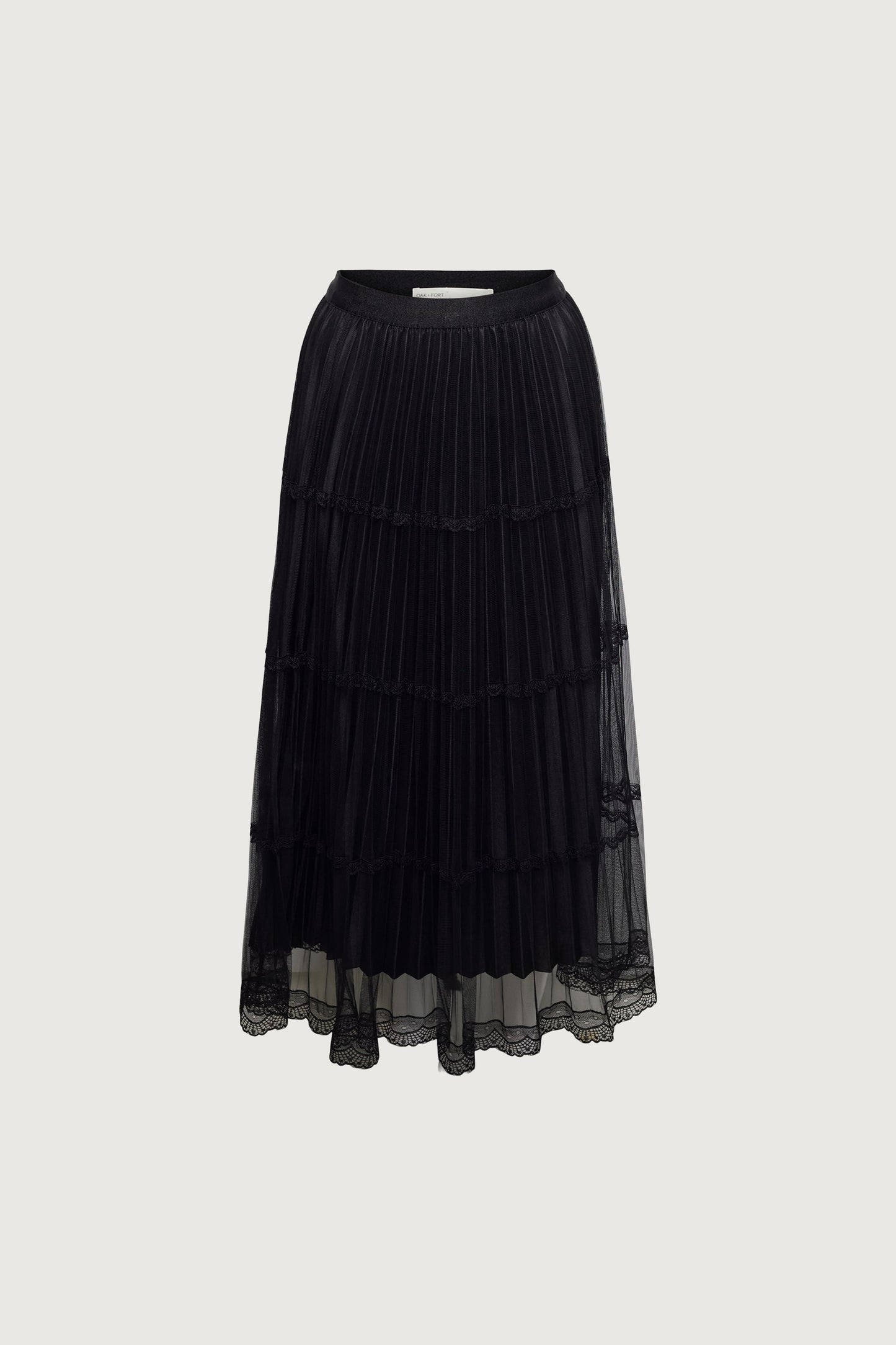 SHEER LACE TIERED MAXI SKIRT