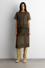 SHEER ORGANZA MIDI SKIRT
