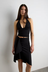 FRONT DRAPE MIDI SKIRT