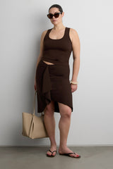 FRONT DRAPE MIDI SKIRT