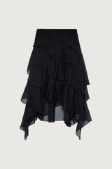 RUFFLED ASYMMETRICAL MAXI SKIRT