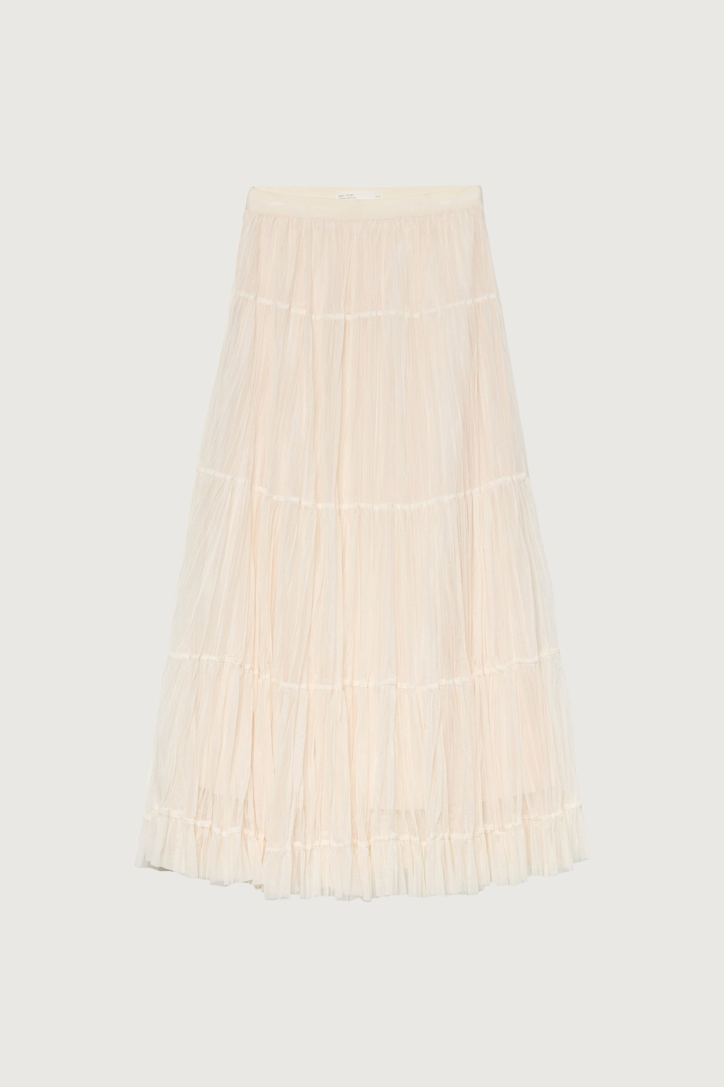 TIERED PLEATED MESH MAXI SKIRT