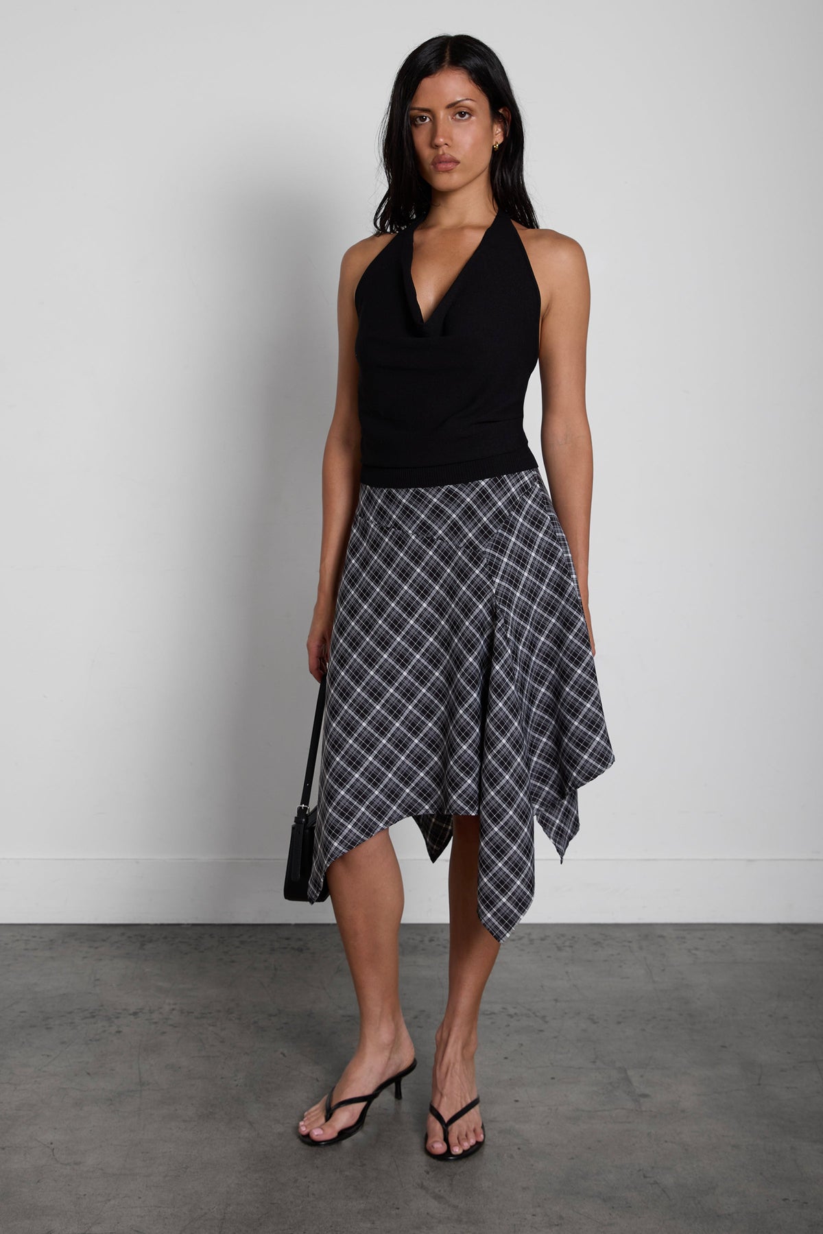 TARTAN PRINT A-LINE MIDI SKIRT