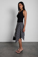TARTAN PRINT A-LINE MIDI SKIRT