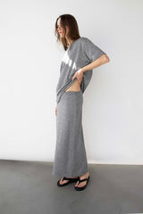 TEXTURED DRAWSTRING MAXI SKIRT