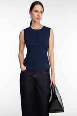 BUTTON FRONT KNIT SLEEVELESS VEST