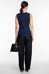 BUTTON FRONT KNIT SLEEVELESS VEST