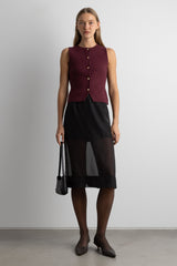 SLEEVELESS KNIT VEST WITH BUTTONS