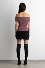 RIBBED TWIST OFF THE SHOULDER TOP