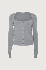 BUTTON FRONT SQUARE NECK SWEATER