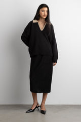 COLLARED CHUNKY KNIT SWEATER