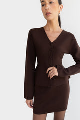 BUTTON FRONT PEPLUM SWEATER
