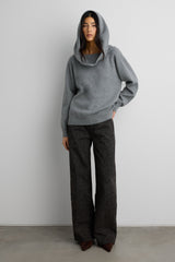 OFF THE SHOULDER SLOUCHY SWEATER HOODIE