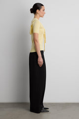 SHORT SLEEVE SWEATER WITH TIED FRONT EFFECT