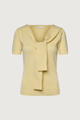 SHORT SLEEVE SWEATER WITH TIED FRONT EFFECT