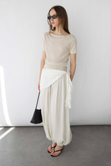 LINEN BLEND SHORT SLEEVE SWEATER