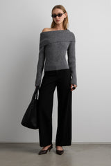 FOLD OVER OFF THE SHOULDER SWEATER