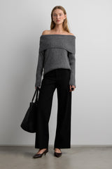 FOLD OVER OFF THE SHOULDER SWEATER