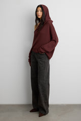 SLOUCHY OFF THE SHOULDER KNIT HOODIE