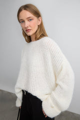 RELAXED FIT FUZZY SHIMMER SWEATER