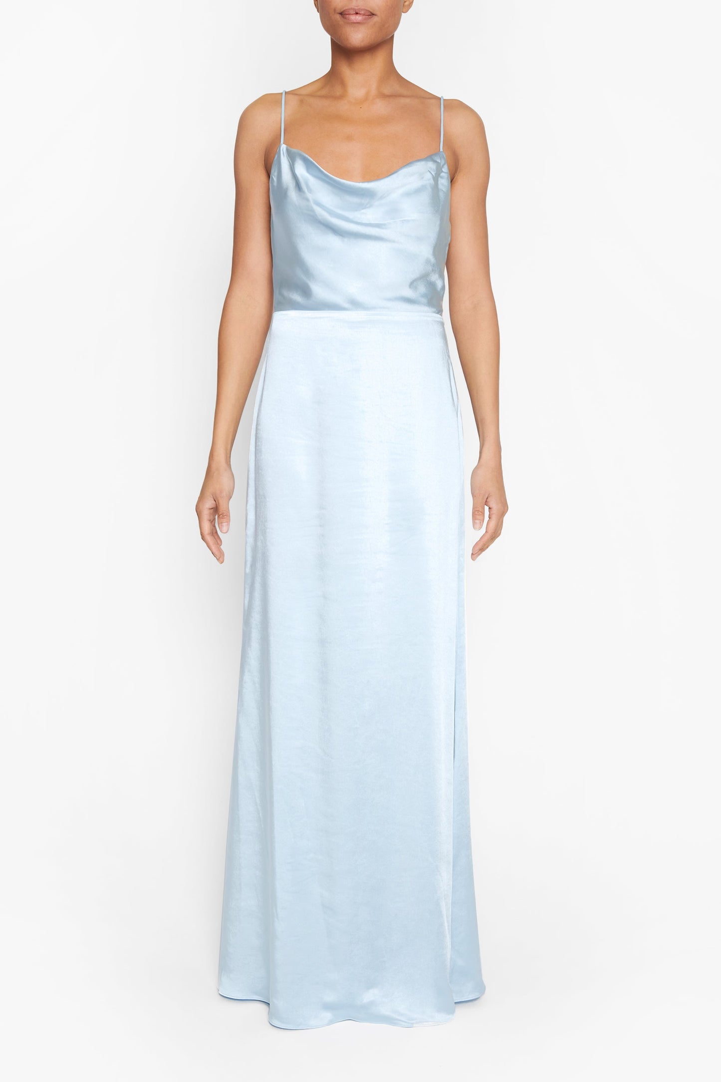 True Decadence Vivian Icy Blue Cowl-Neck Bias Cut Maxi Dress