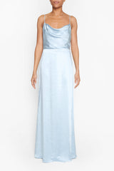 True Decadence Vivian Icy Blue Cowl-Neck Bias Cut Maxi Dress
