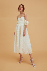 true Decadence Amelia Cream Jacquard Bardot Midaxi Skater Dress
