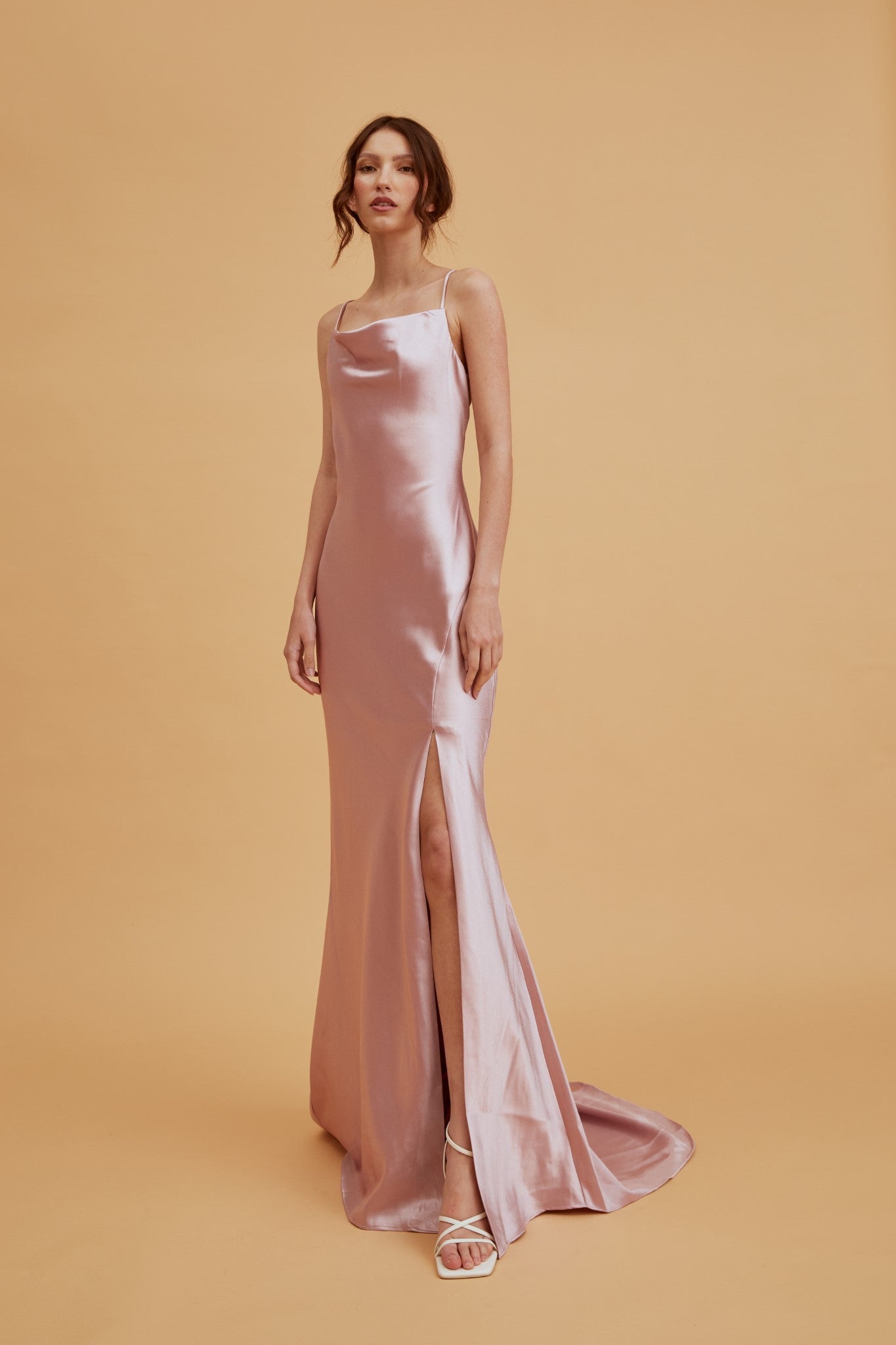 true Decadence Pippa Dusty Pink Bridesmaid Cowl-Neck Slip Dress