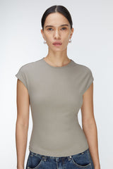 RIBBED MODAL CAP SLEEVE T-SHIRT