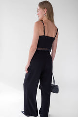 TIE FRONT LACE TRIM TANK CAMISOLE