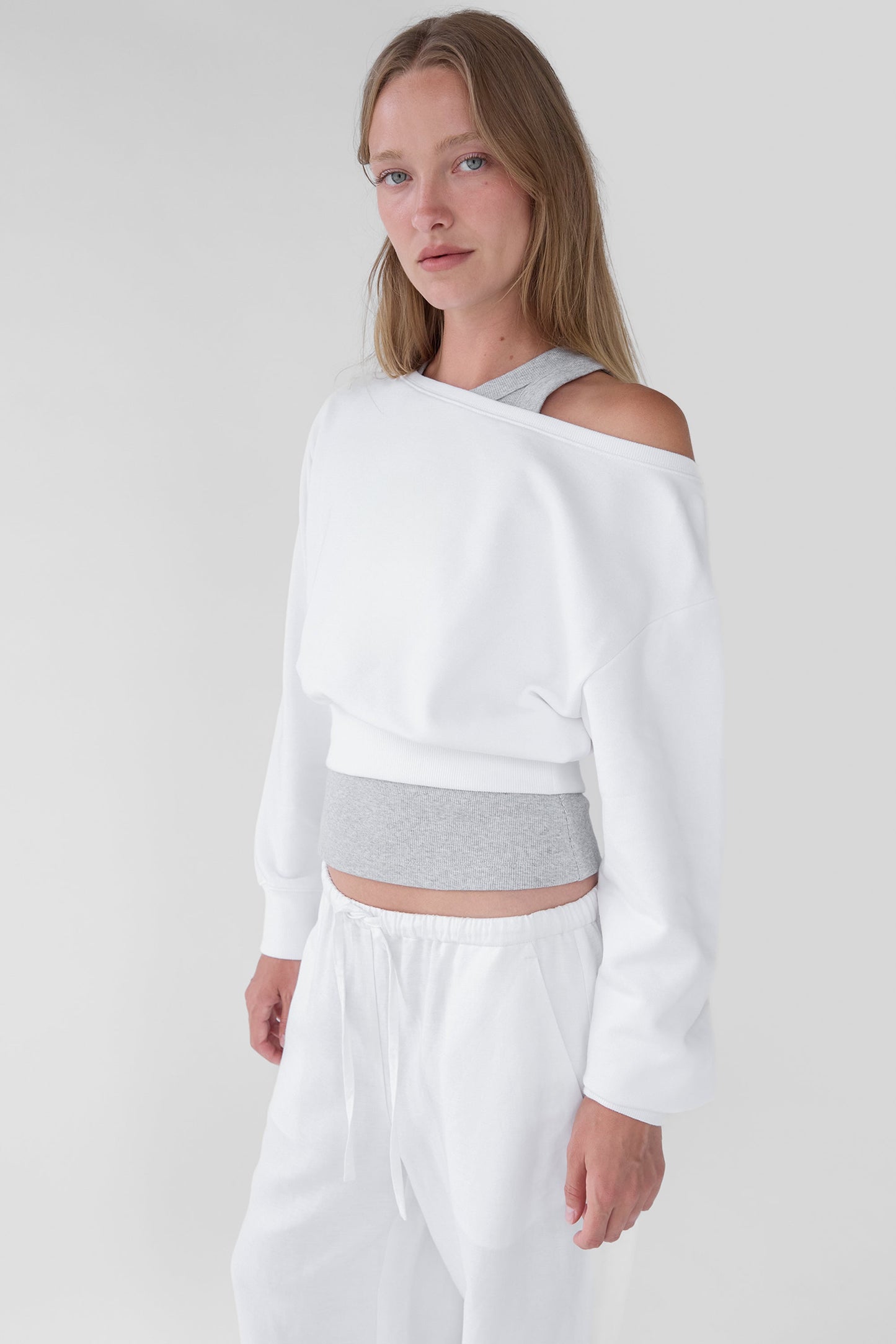 COTTON FRENCH TERRY CROPPED SWEATSHIRT