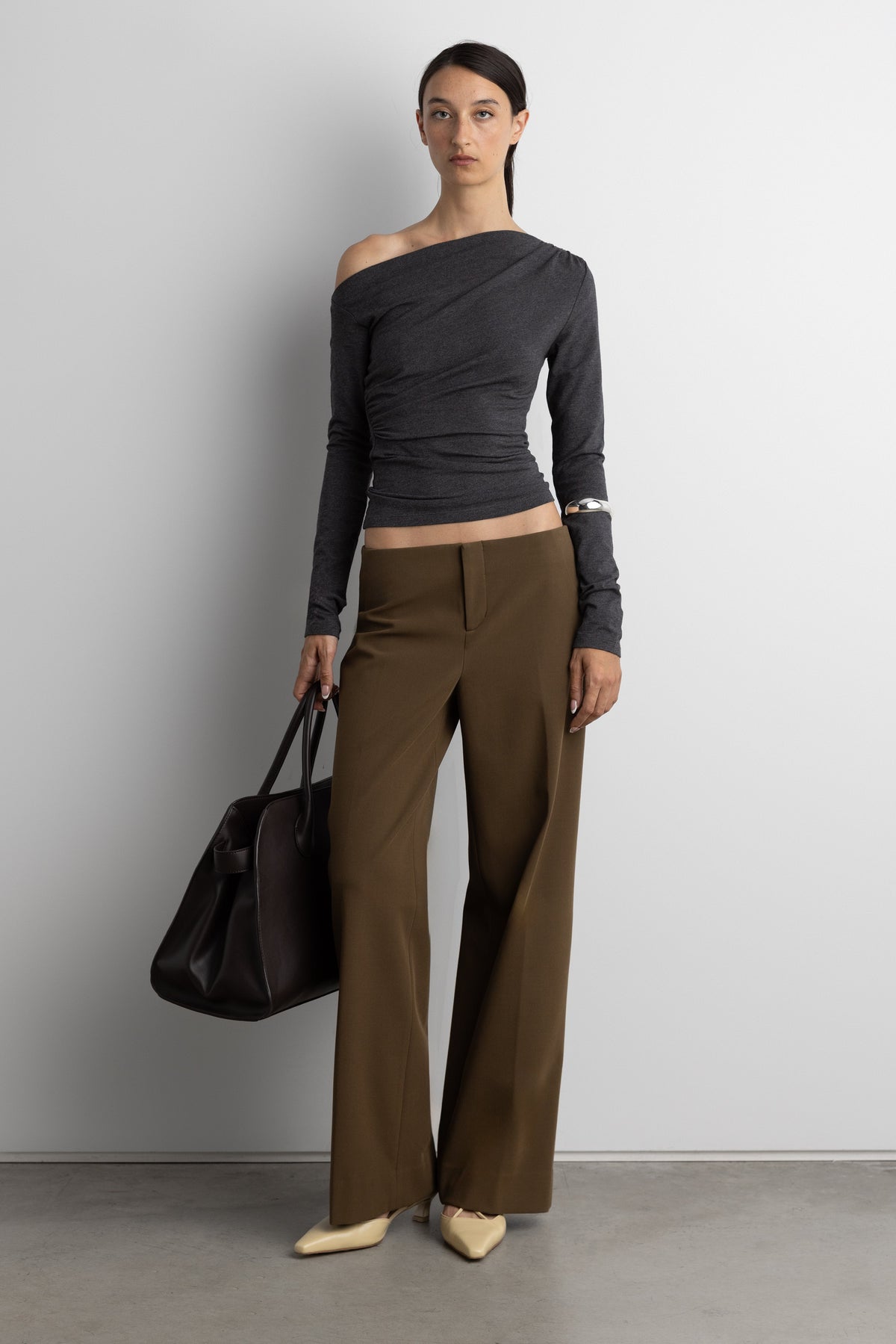 RUCHED ASYMMETRICAL LONG SLEEVE TOP