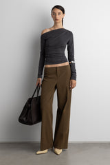 RUCHED ASYMMETRICAL LONG SLEEVE TOP