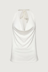 RAYON BLEND TIE NECK HALTER TOP