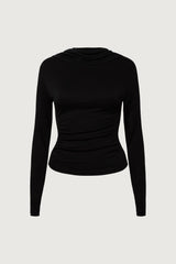 RUCHED COWL CROPPED HOODIE