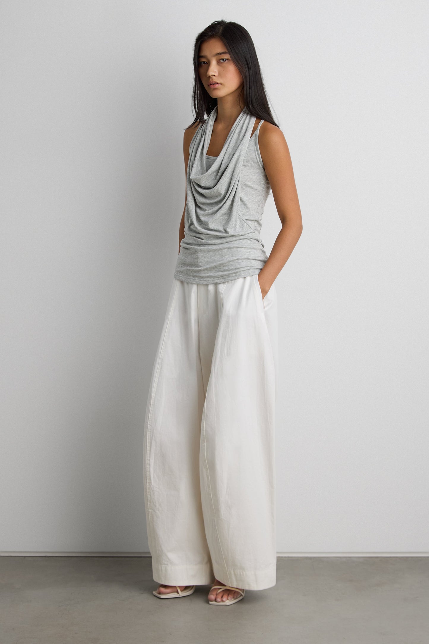 LAYERED COWL NECK TOP