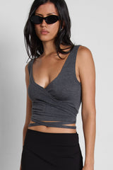 TIE FRONT WRAP TOP